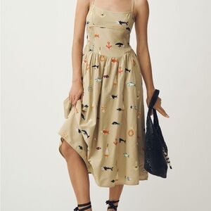 NWT Anthropologie Maeve Sleeveless Square-Neck Drop-Waist
Midi Dress